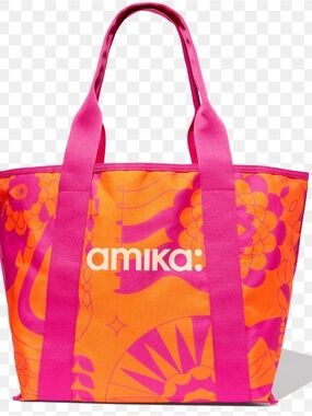 NEW with tags amika Pink and Orange Floral Graphic Tote